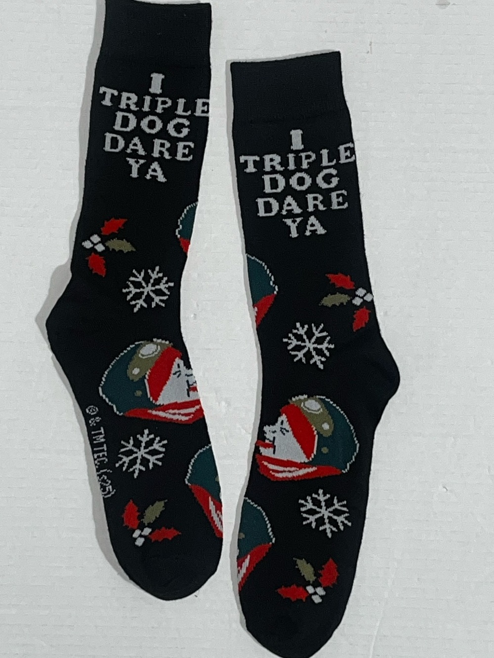 A Christmas Story Black Novelty 'I Triple Dog Dare Ya' Holiday Crew Socks